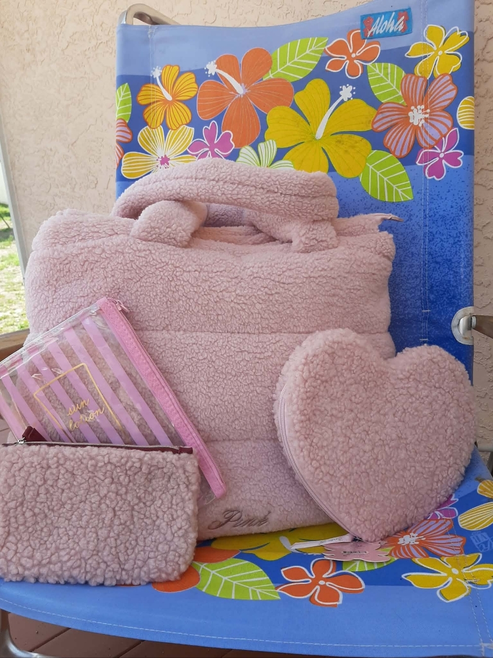 PINK x Victoria's Secret "Teddy" Bag 4 Pc Travel Set